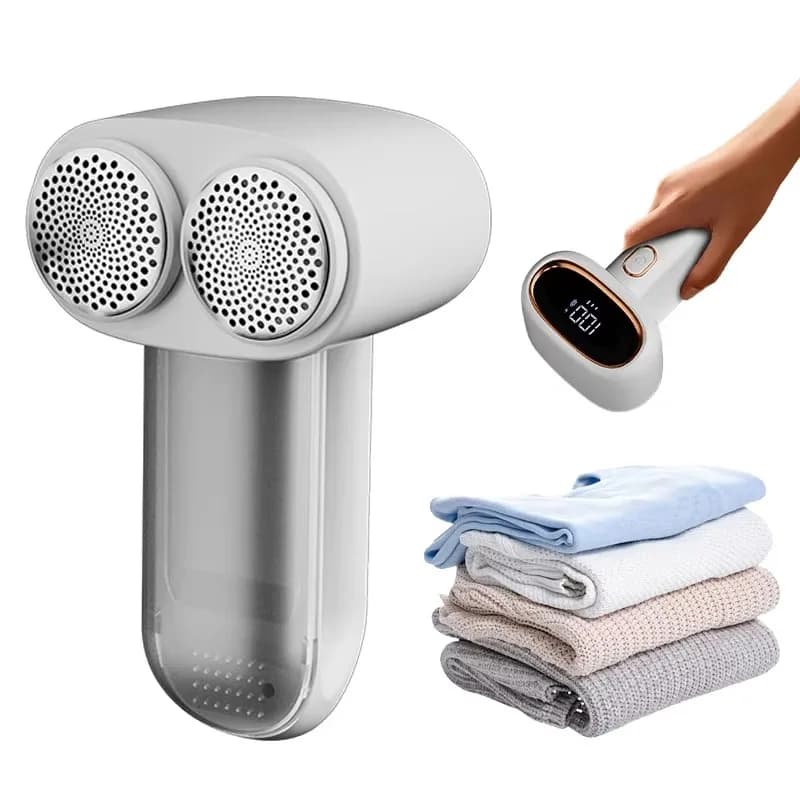 Levapelucchi Elettrico a Doppia Testa Ricaricabile con Display LED, Mini Rimuovi Pelucchi Portatile per Vestiti e Maglioni