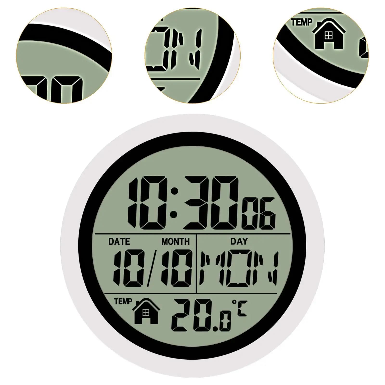 Shower Clock Modern Easy to Read Indoor Temperature Digital Bathroom Waterproof Wall Clock Indoor Wall Clock for Kitchen Bedroom