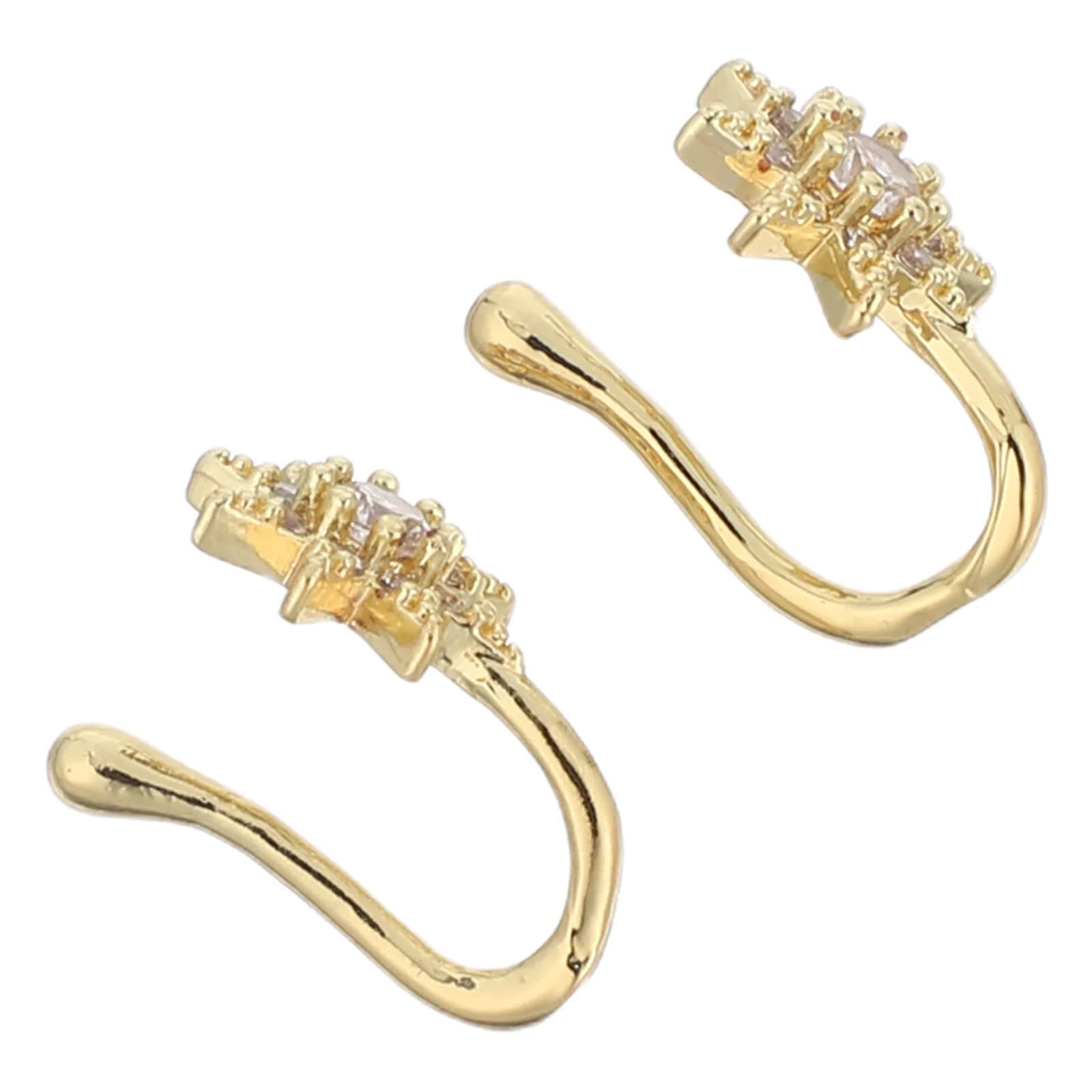 2 Pezzi Anelli da Naso Finti a Clip a Forma di U, Senza Piercing, con Strass a Stella, Gioielli per Uso Quotidiano e Feste, Finto Piercing al Setto Nasale