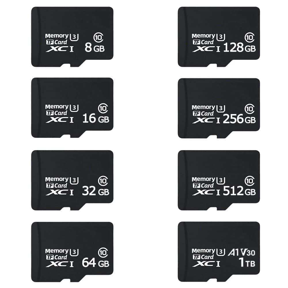 Scheda Micro SD da 16GB 32GB 64GB 128GB 256GB 512GB 1TB, 120MB/s UHS-1 Classe TF per Fotocamera e Telefono, con Adattatore per Lettore di Schede