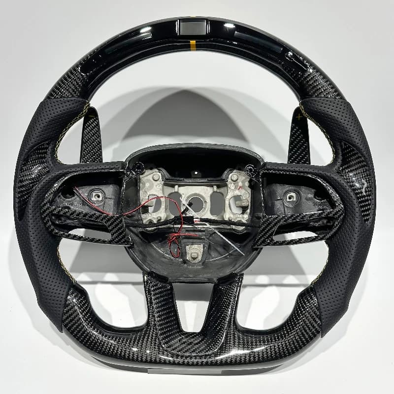 FOR Challenger Black Carbon Fiber Customizable Sports Steering Wheel Suitable for Charger Challenger SRT Wheel Parts