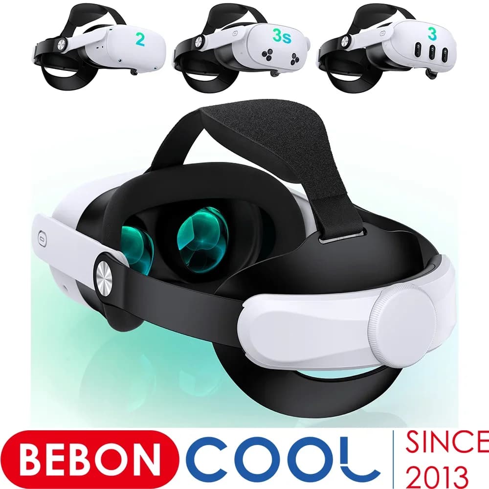 BEBONCOOL Fascia per la testa regolabile per Meta Quest 3S/Quest 3/Quest 2 Fascia per la testa per accessori per cuffie VR Supporto migliorato