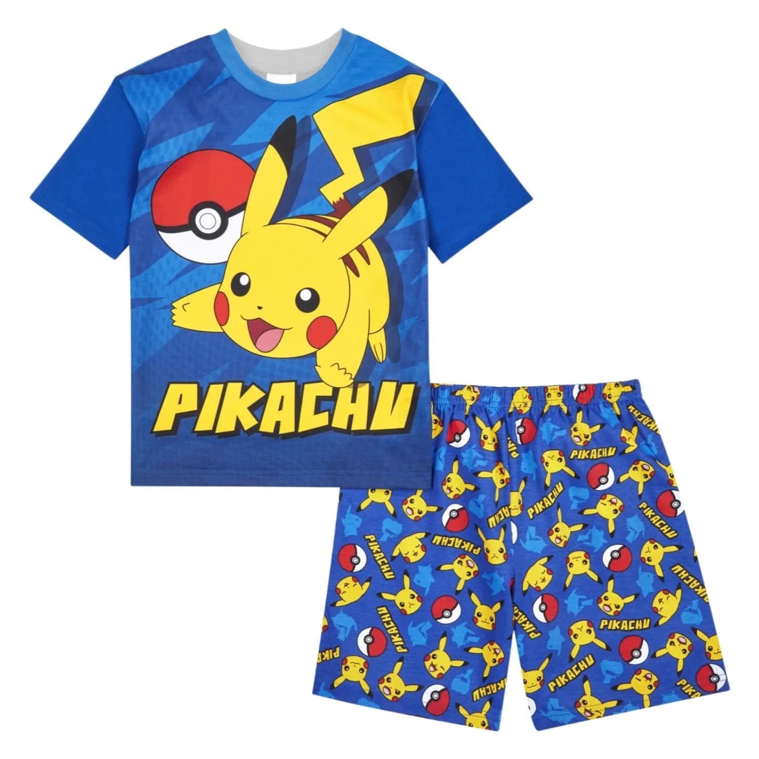 Set T-shirt e pantaloncini per adulti e bambini con stampa all-over Potdemiel Pikachu & Pokeball, estivo, ad asciugatura rapida, morbido, comodo e leggero