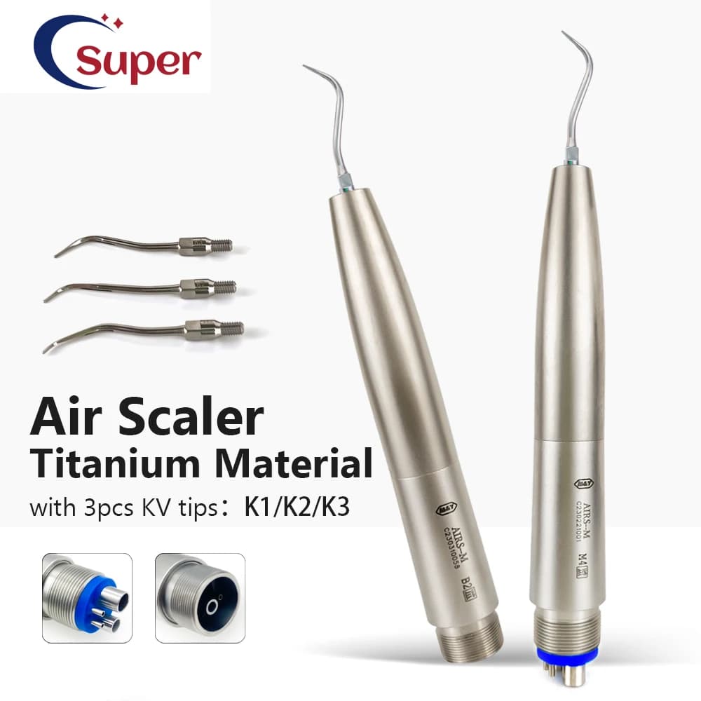 Air Dental Ablation with 2/4 Holes and 3 Tooth Cleansing Tips, Titanium Instruments for Dentistry