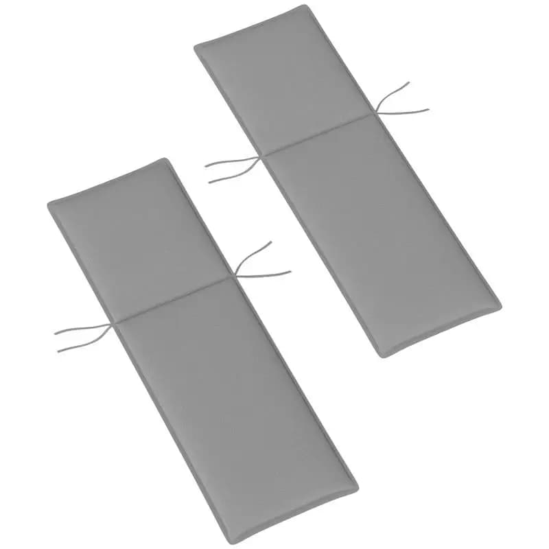 Outsunny Set di 2 Cuscini Pieghevoli per Chaise Longue, Set di Cuscini per Sdraio da Esterno, Tessuto UPF50+ 200gsm, 76" x 23", Grigio