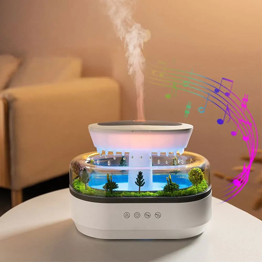 Umidificatore a Nebbia Fredda con Effetto Micro-Paesaggio e Diffusore d'Aria, con 7 Luci Notturne per Camera da Letto, Casa e Ufficio