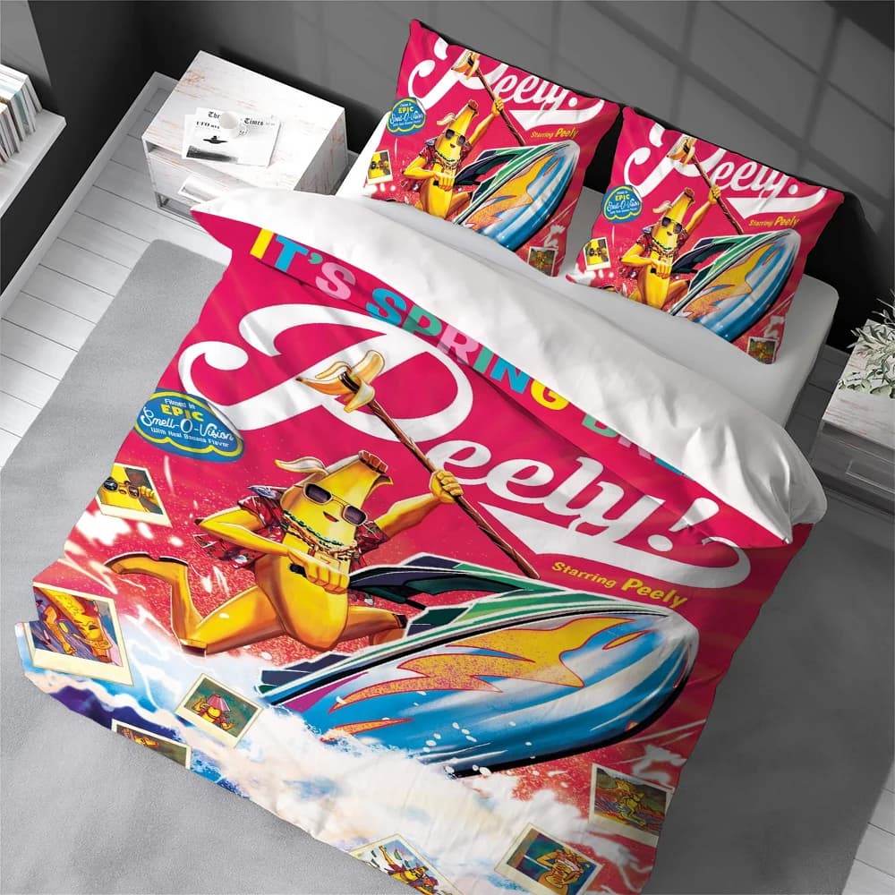 Set Copripiumino F-FORTNITE, Biancheria da Letto Stile Casa, Morbido Cotone, Set 3 Pezzi, Regalo per Dormitorio Studentesco
