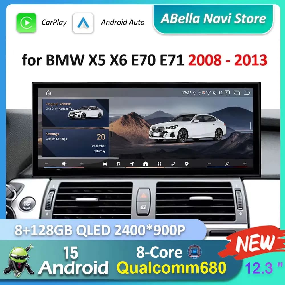 Android 15 per BMW X5 X6 E70 E71 2008 - 2013 Sistema ClC/CCC Autoradio Lettore Multimediale Navigazione GPS BT 4G DSP Stereo WiFi 4G