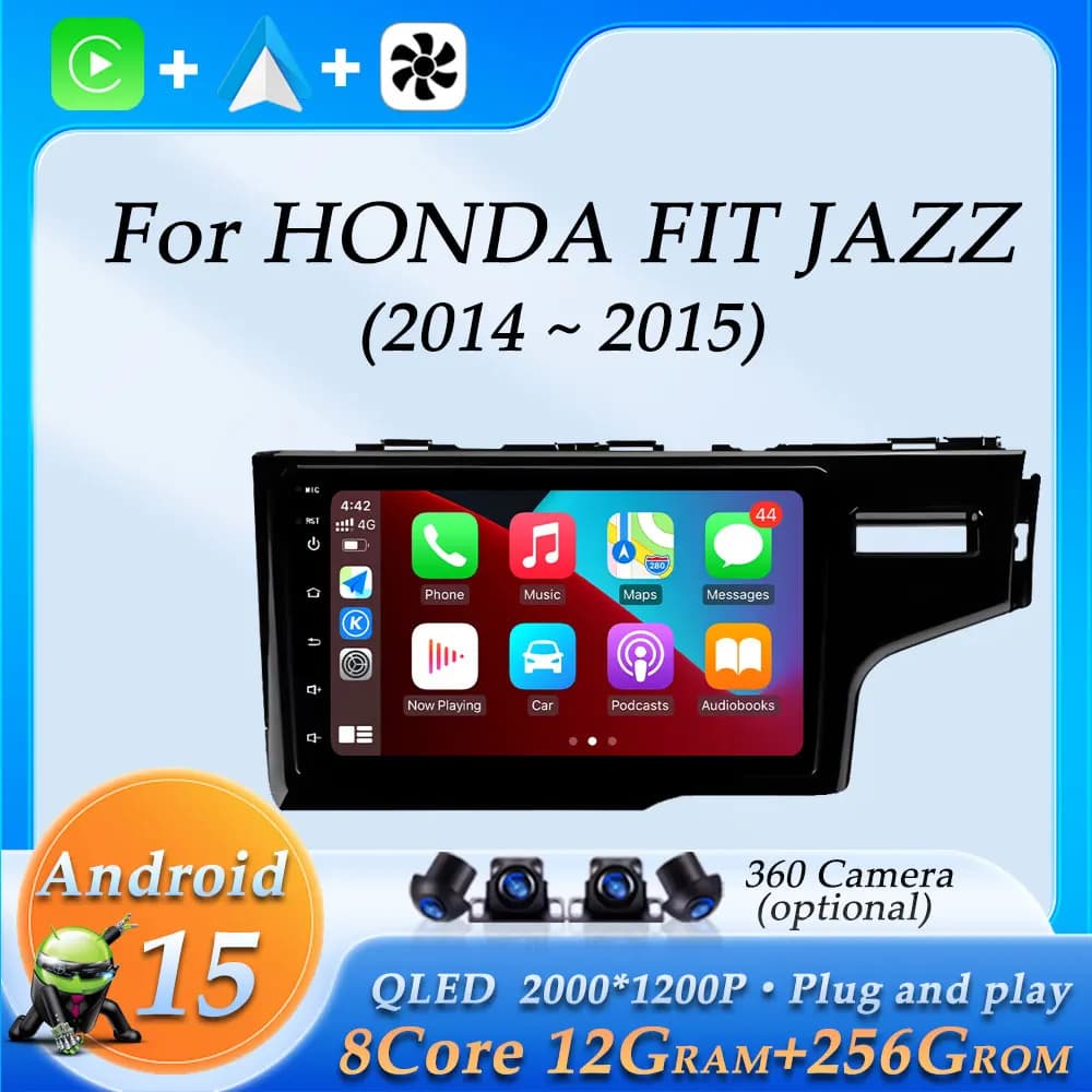 Autoradio Video Audio Lettore Multimediale per HONDA FIT JAZZ RHD 2014 - 2015 Wireless CarPlay DSP Stereo Schermo Diviso GPS Navi BT