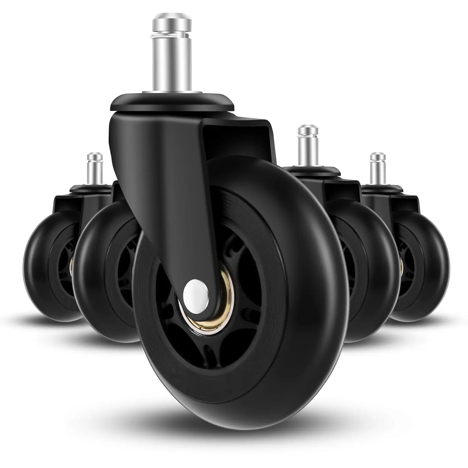 Office Chair Wheels Replacement, 3 Inch Heavy Duty PU Chair Casters Replacement, Gaming, Desk Chair Wheels for Hardwood
