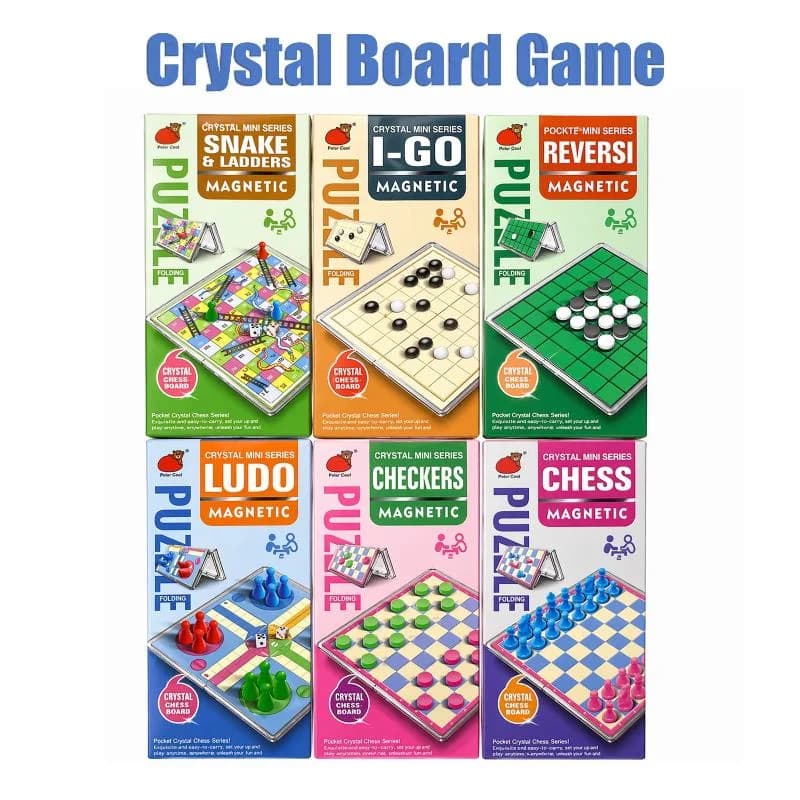 Foldable Magnetic Crystal Chess Board Game Transparent Plastic Chessboard Tabletop Travel Outdoor Portable Game Set