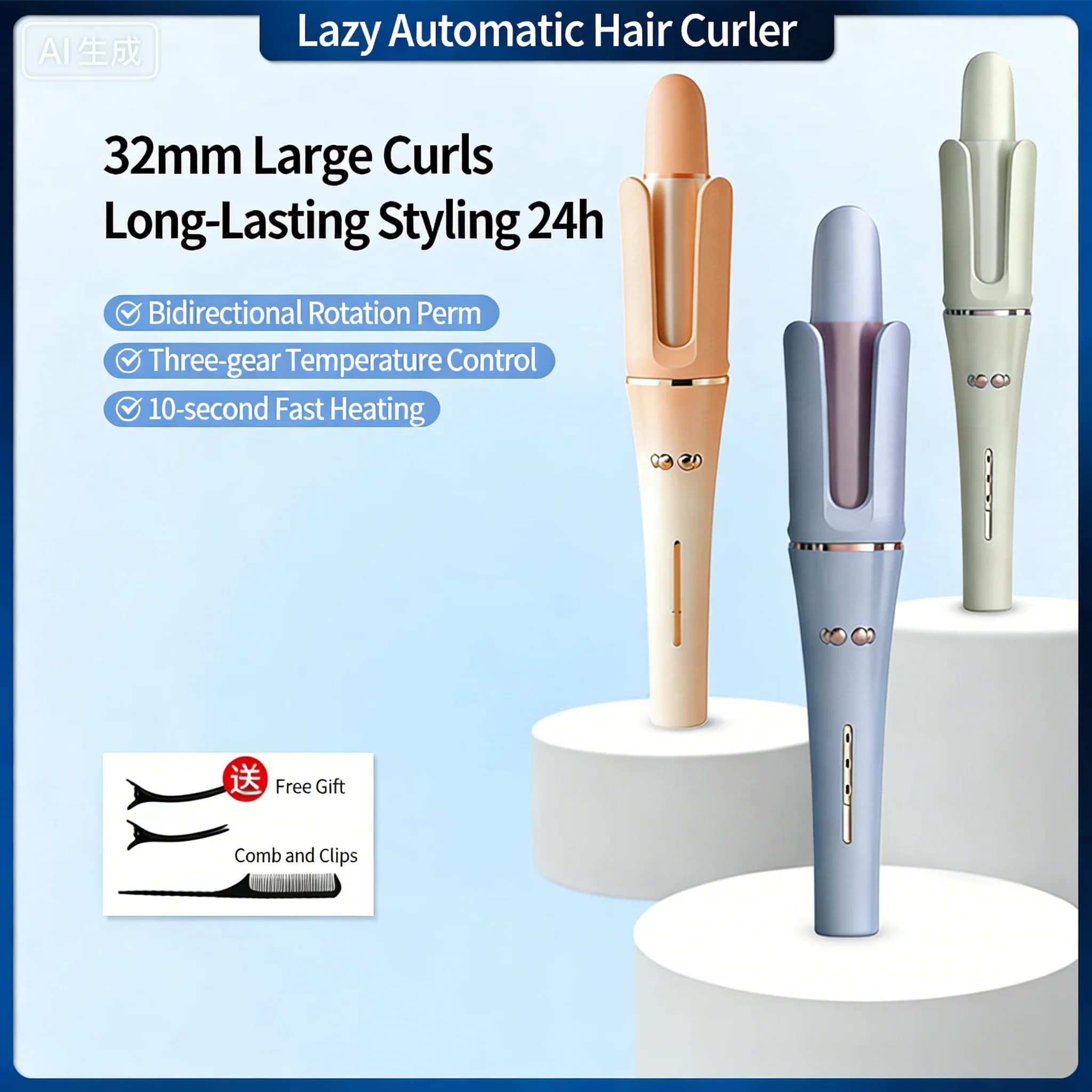 Automatic curler 32MM, Iron Curler Professional Rotating, Hairstyle Tool