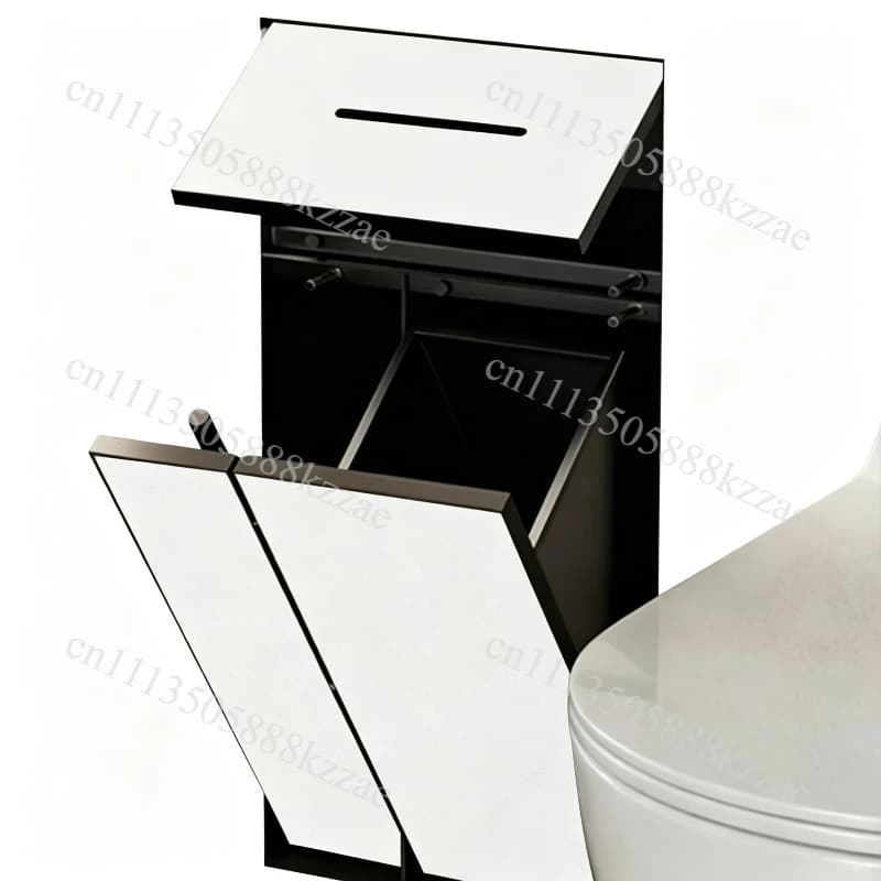 Embedded Trash Bin in Bathroom, Concealed Toilet Brush, Concealed Tissue Box in Bathroom