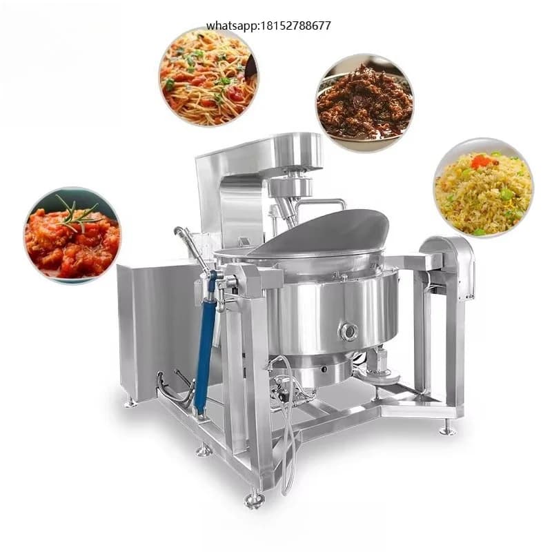 Automatic Gas Steam Electric Food Mixer Machine Double Pot Jacketed Cooking Kettle Machine With Agitator