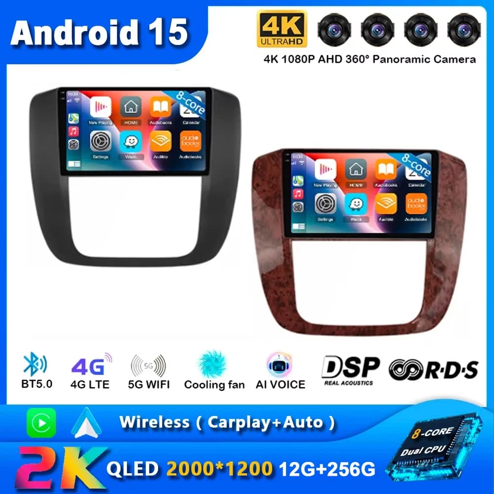 Android 15 Autoradio For GMC Yukon Chevrolet Tahoe Suburban 2007 - 2012 GPS Navigation Video Multimedia Stereo WiFi + 4G BT