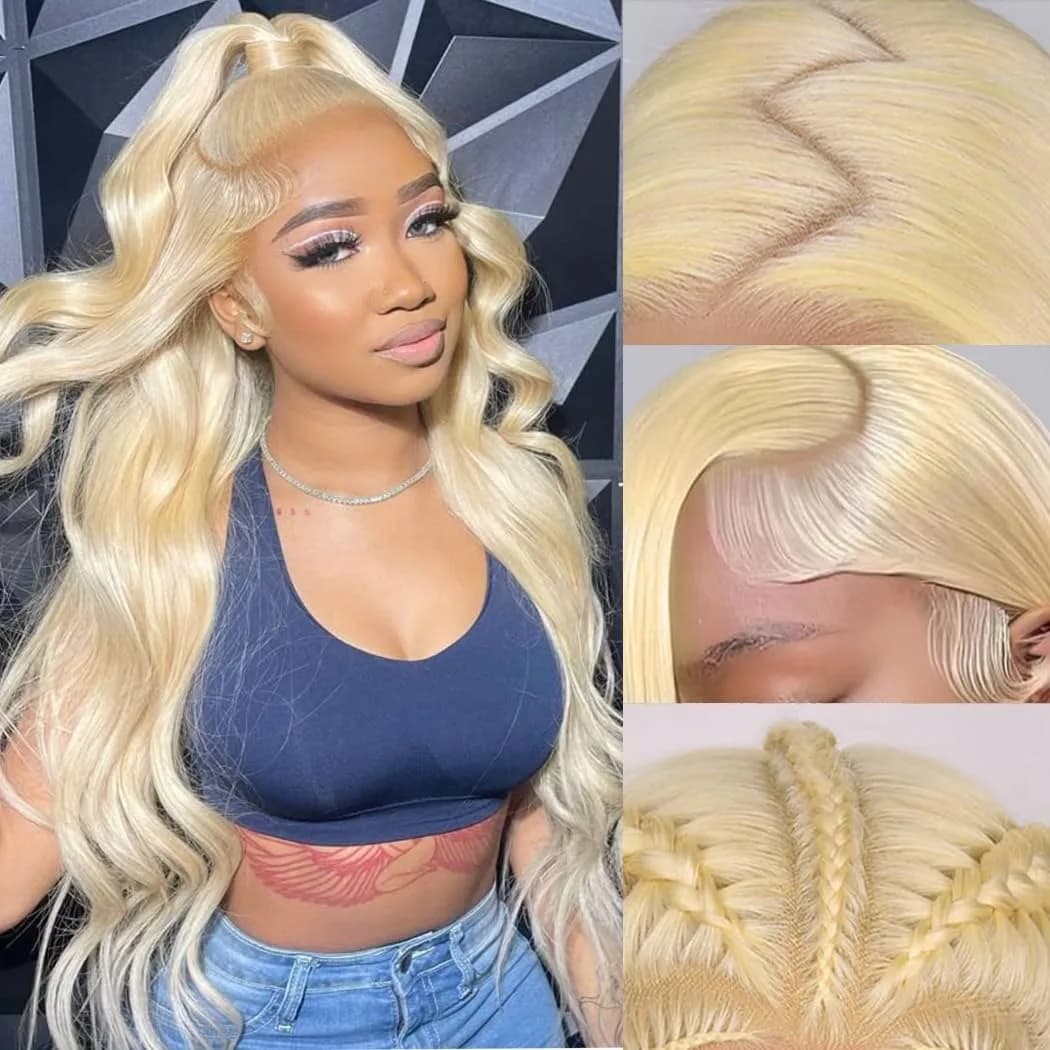 Frontal Wig in Pizzo Biondo 613 with Soft Waves, Human Hair, Density 220, 13x4 13x6, Transparent HD Pizzo, Brazilian Wigs Pre-Piumate