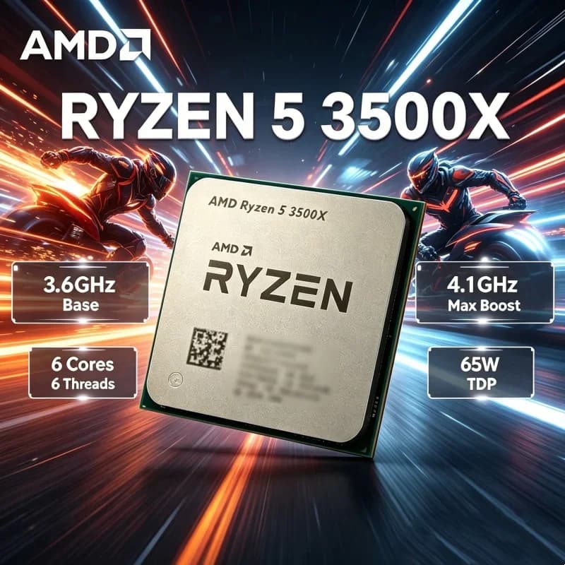 Halcyonic AMD Six-Core Six-Thread Desktop CPU Ryzen 5 3500X R5 3500X 3.6GHz 7NM 65W L3=32M 100-000000158 Socket AM4 Without