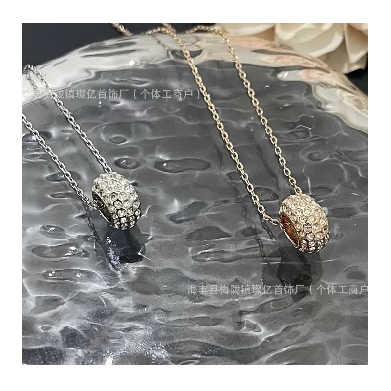 Shijia Small Ring Necklace Round Full Diamond Small Waist Pendant Niche Exquisite Jewelry Direct Sales