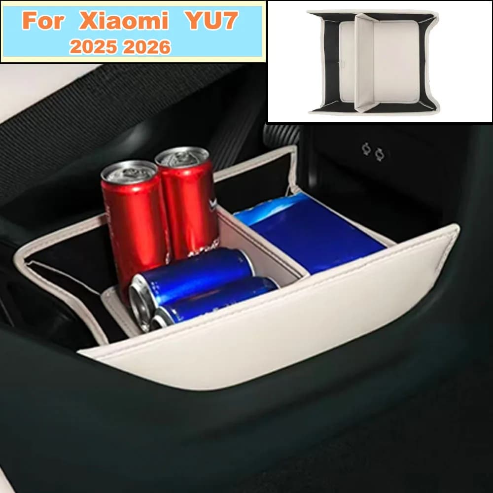 Leather Center Console Lower Storage Box For Xiaomi YU7 2025-2026 Armrest Organizer Tray Car Interior Accessories
