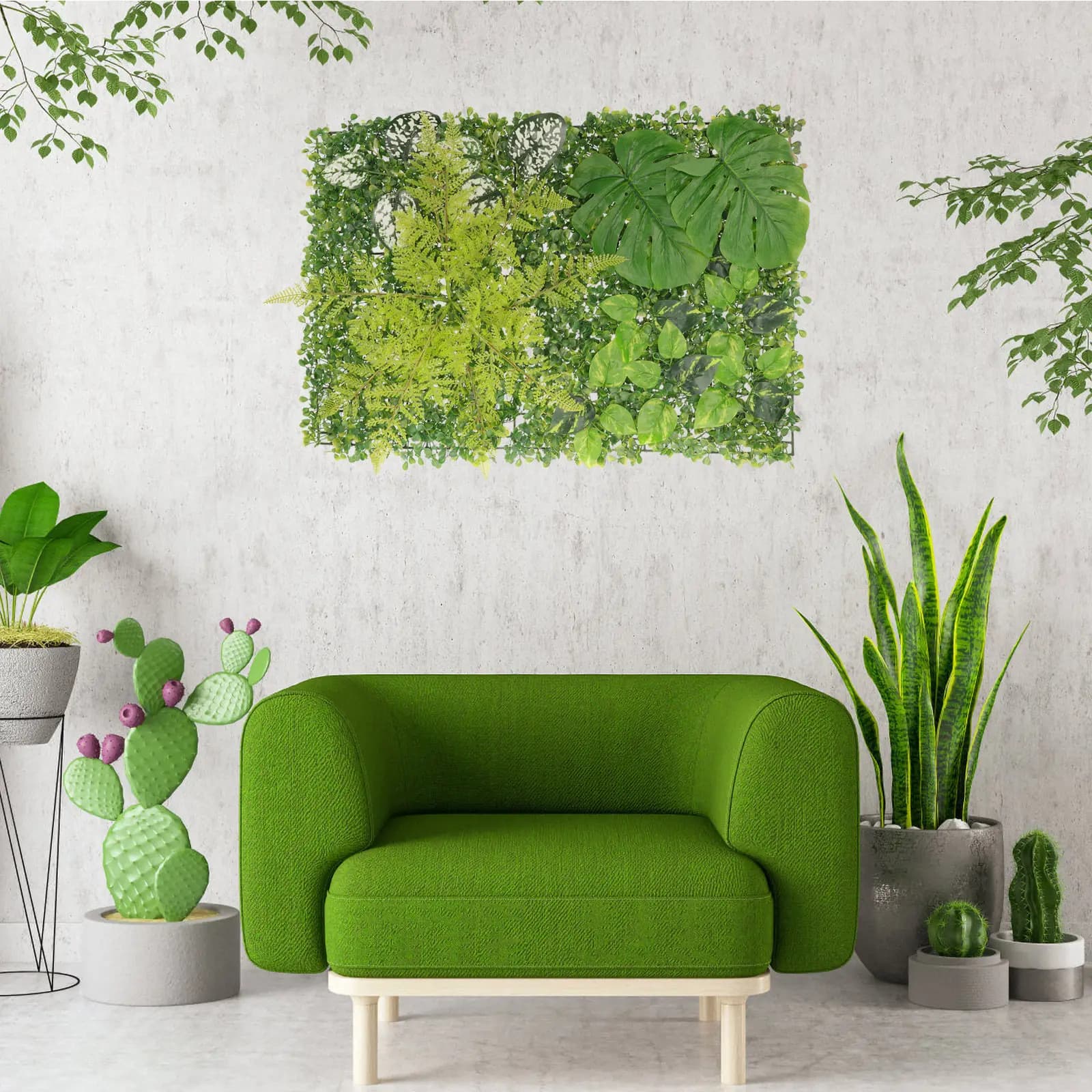 Artificial Plant Wall Panels Simulated Greenery Wall Covering for Living Room Office Building Shopping Mall Entranceway Party