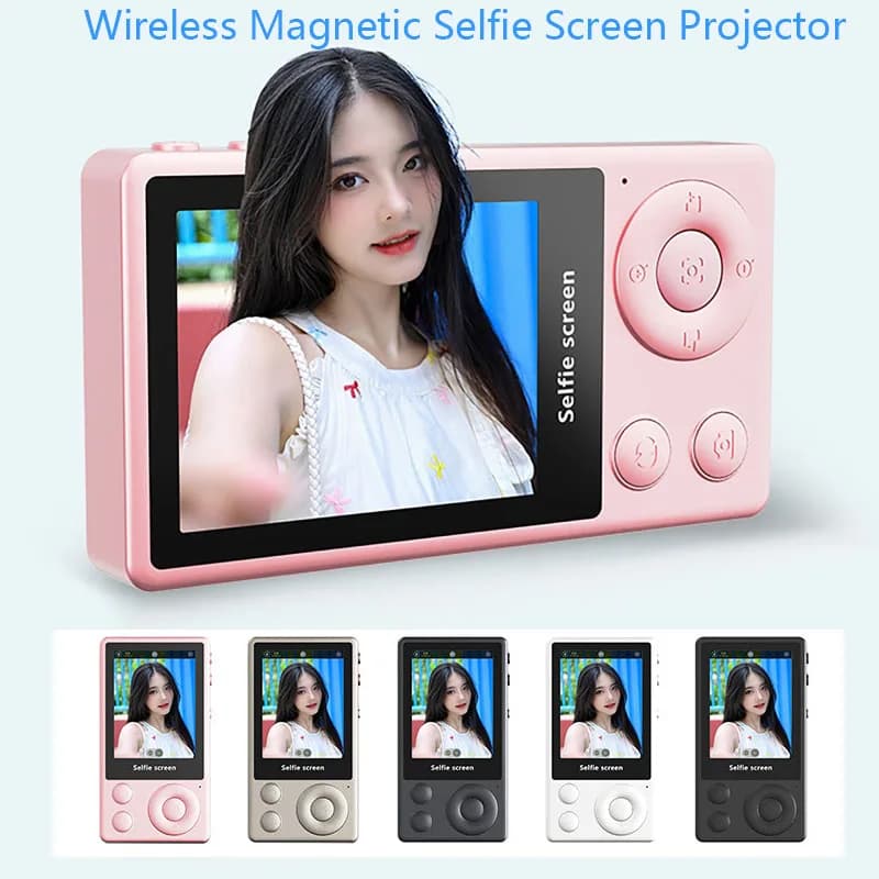 Proiettore per schermo selfie magnetico wireless Bluetooth Display a colori per trasmissione in diretta con display diviso posteriore per telefono cellulare