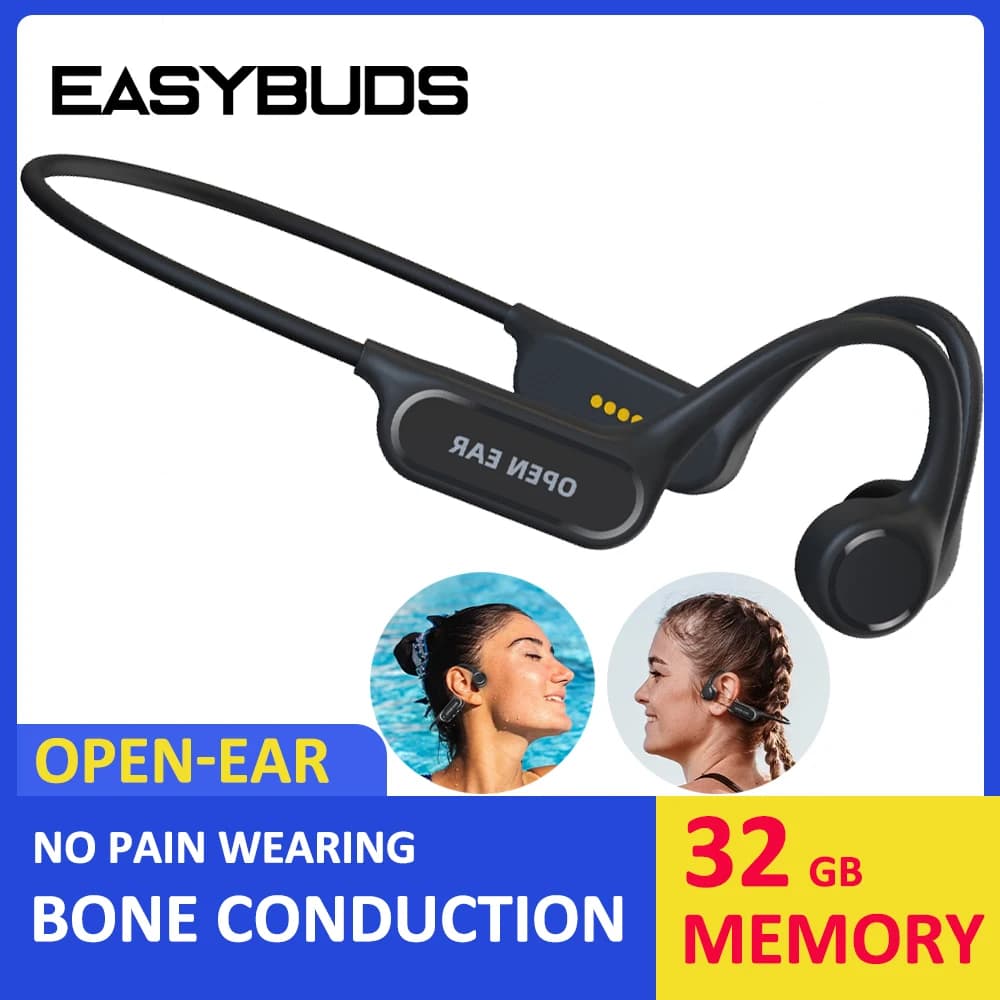 EASYBUDS Open Ear Headset Bluetooth Headset Bone Conduction Memory 32 GB IP68 Swim Headset MP3 Wireless Headset
