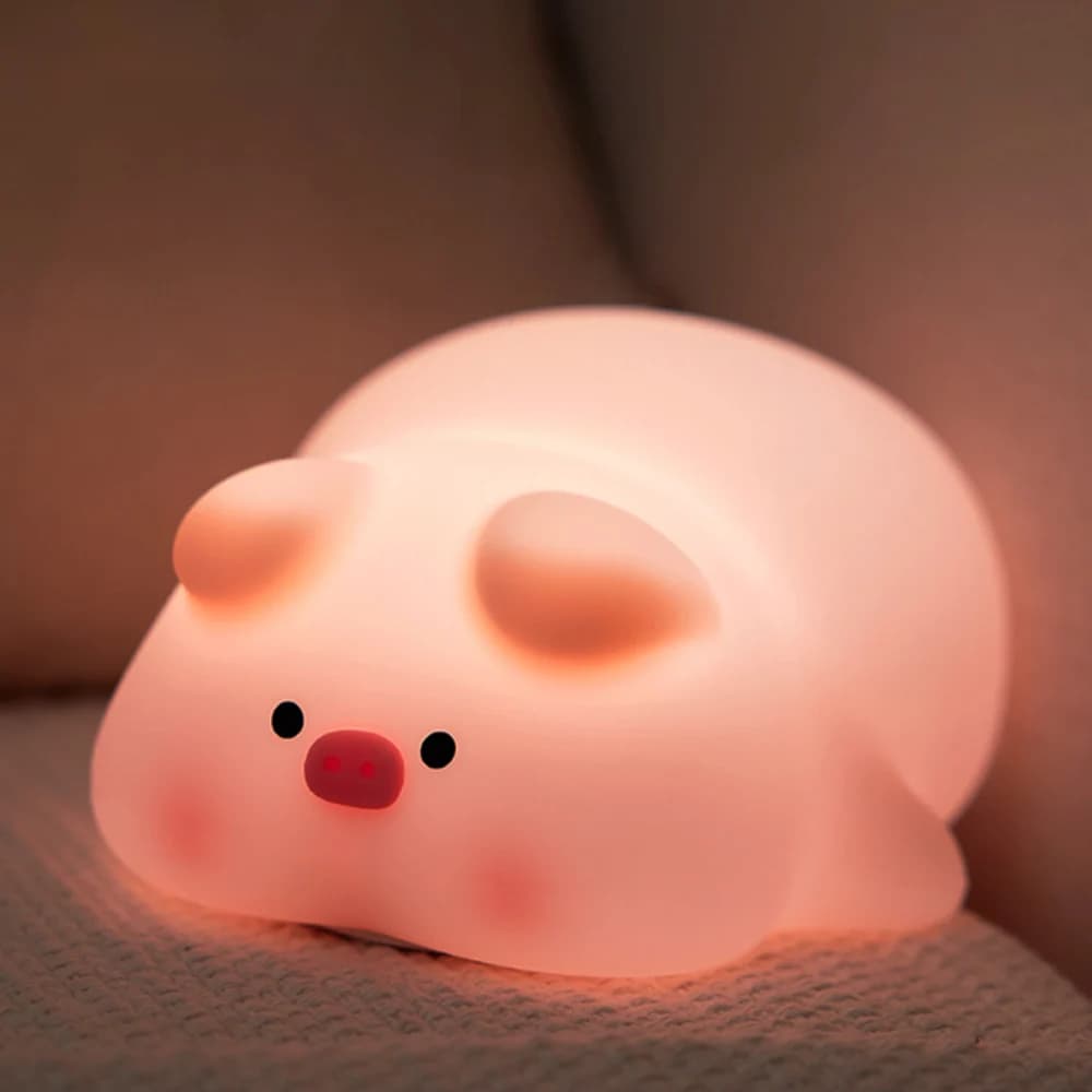Luce notturna maialino rosa Luce notturna in silicone carino Lampada LED Pat Decorazione della stanza Ricarica USB Lampada per atmosfera interna Regalo per bambini