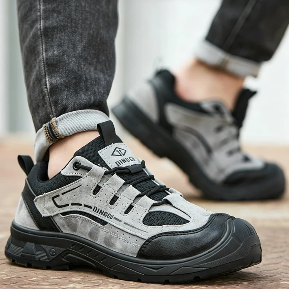 Scarpe da lavoro antinfortunistiche in pelle di vacchetta resistenti alle scottature e alle scintille, anti-schiacciamento, anti-perforazione, con punta in acciaio, resistenti all'usura.