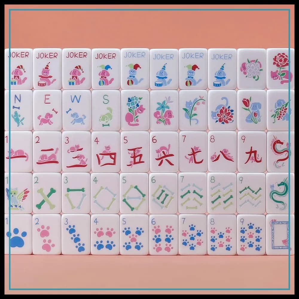 Set Mahjong a Tema Cani e Gatti - 160 Tessere in Acrilico, Custodia da Viaggio, Regalo Unico per Amanti degli Animali