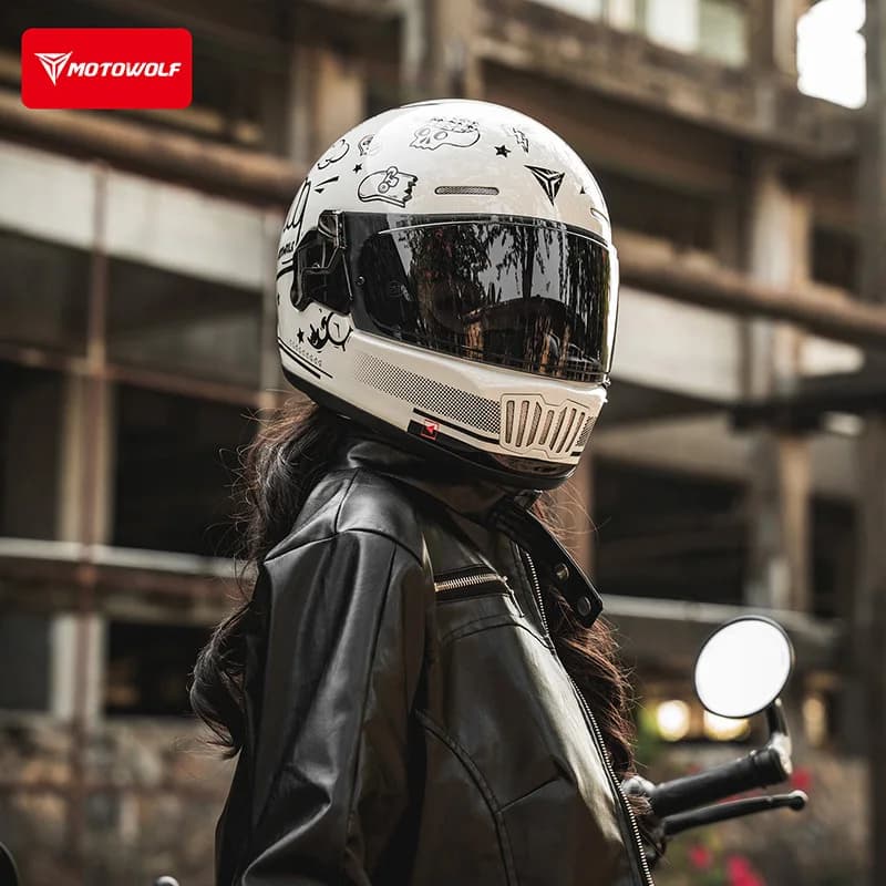 Casco Integrale per Moto Motowolf, per Uomo e Donna, Casco da Motocross Leggero, per Fuoristrada e Strada, Approvato DOT
