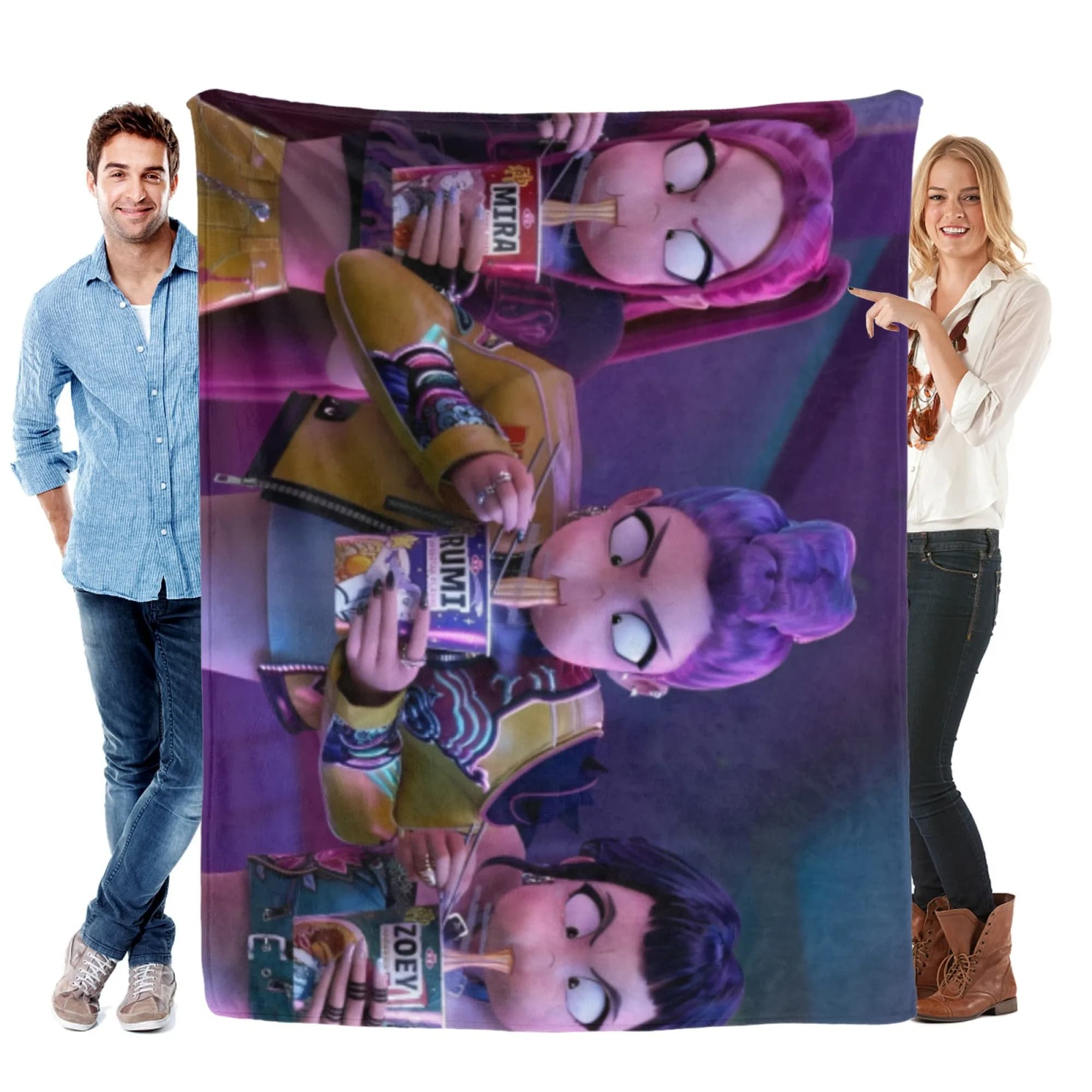 Coperta in pile di flanella KPOP Strega Hunting Team Stampata quattro stagioni disponibile Divano per camera da letto Adatto morbido e confortevole