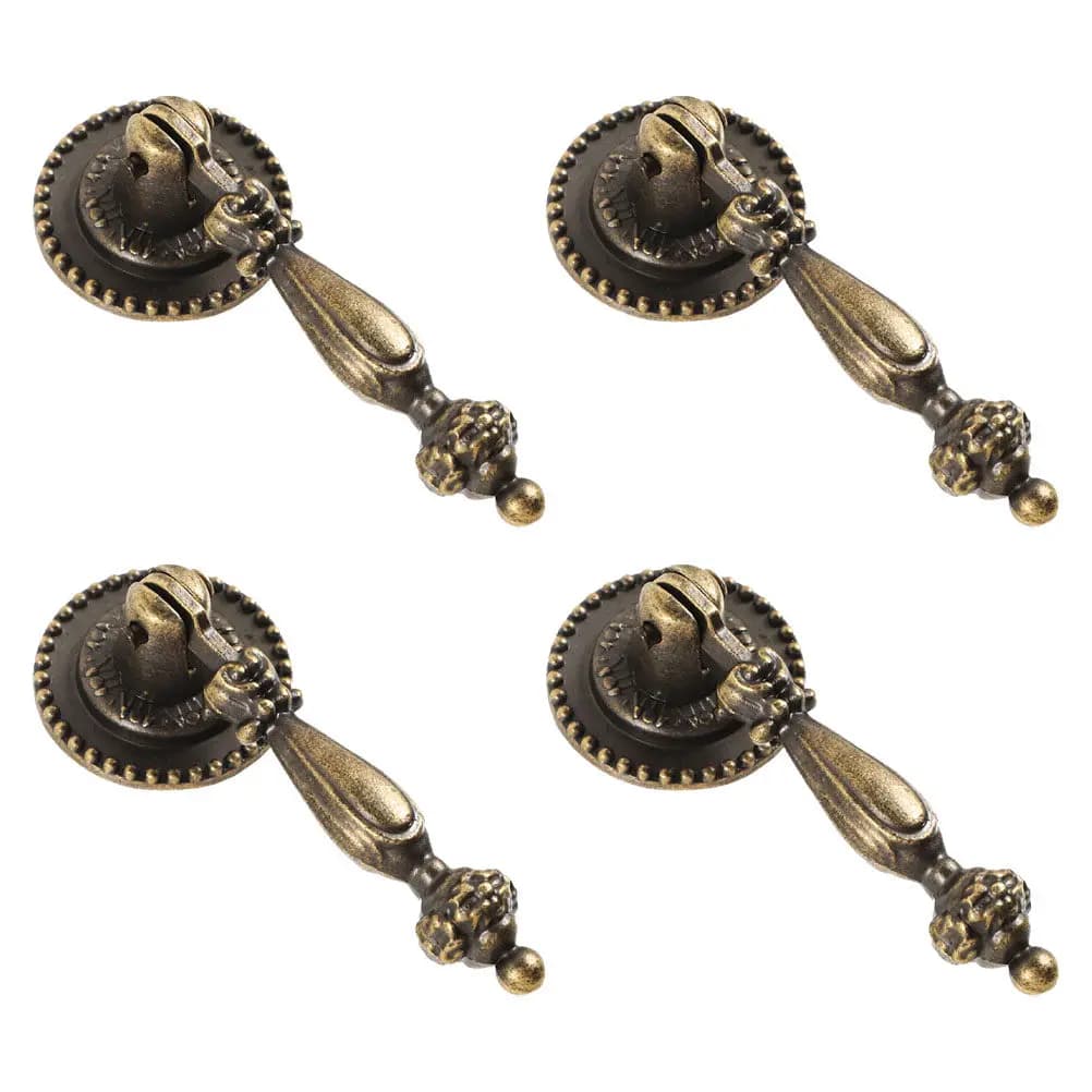 Maniglie per armadietti da 4 pezzi, in lega di zinco bronzo vintage europeo, con foro singolo, per guardaroba, cassetti, mobili da cucina