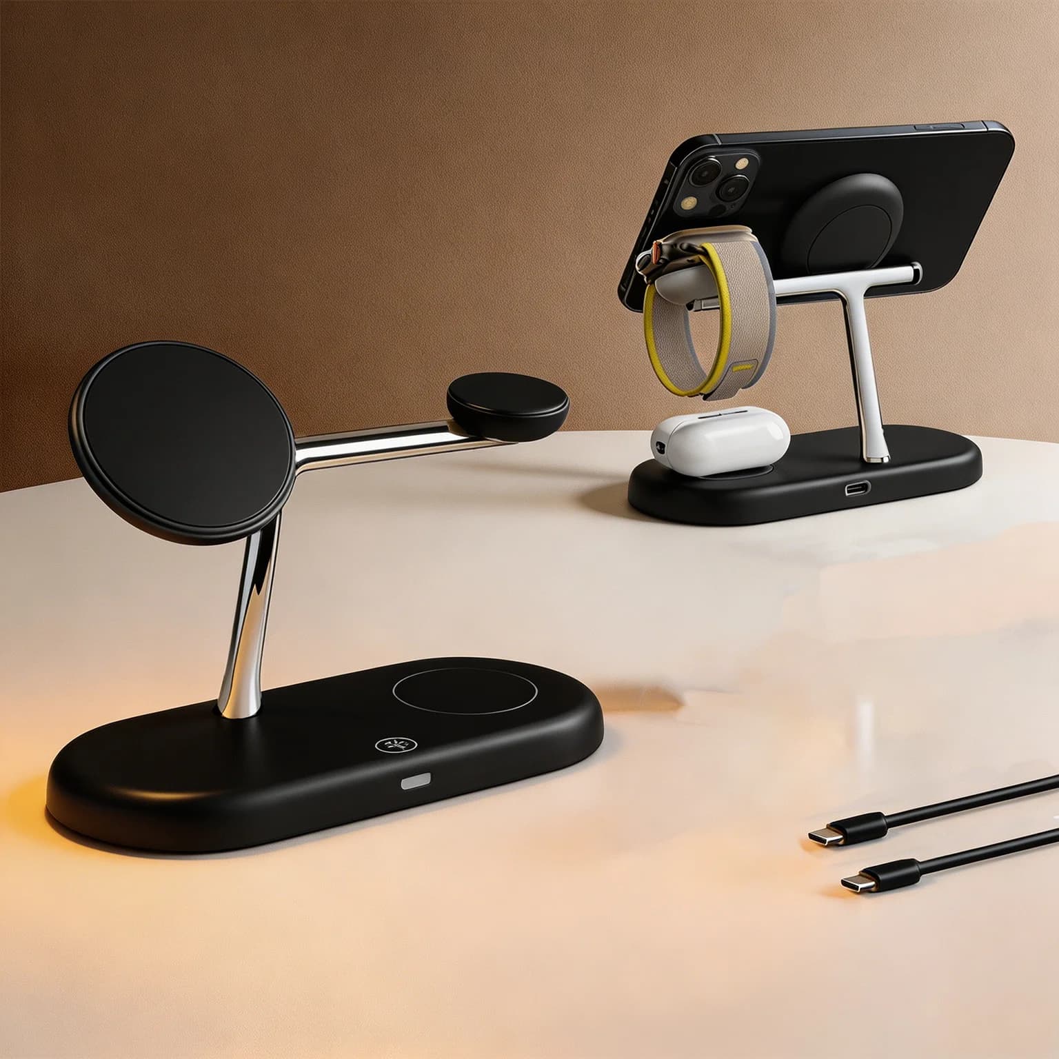 Caricabatterie wireless 3 in 1 per iPhone 12 13 14 15 16 per Airpods Pro Stazione di ricarica rapida per Galaxy Watch per Apple watch