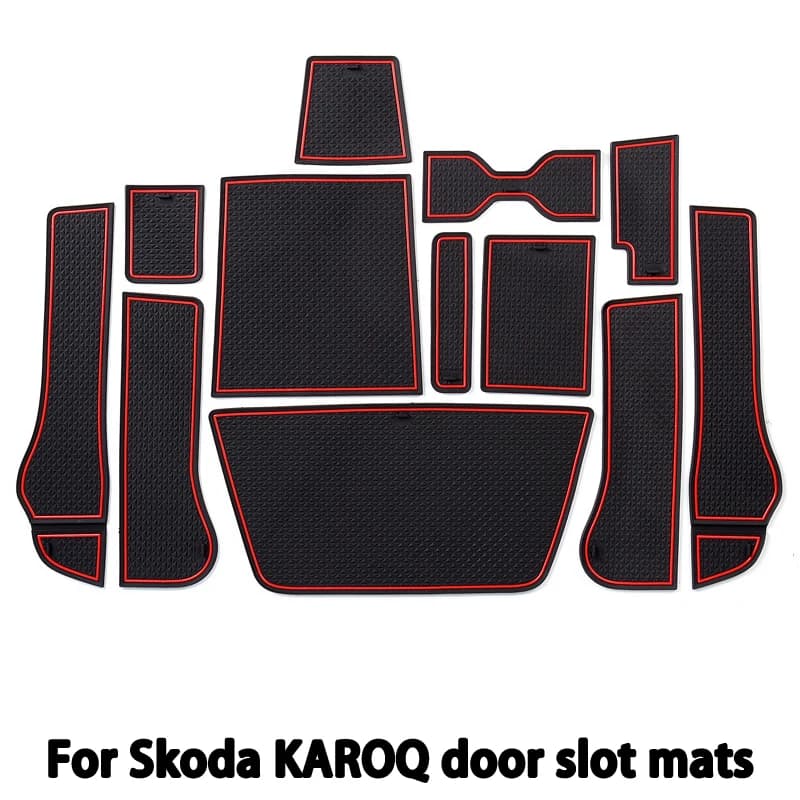For Skoda KAROQ door slot mats, car interior armrest box storage mats, KAROQ modification accessories
