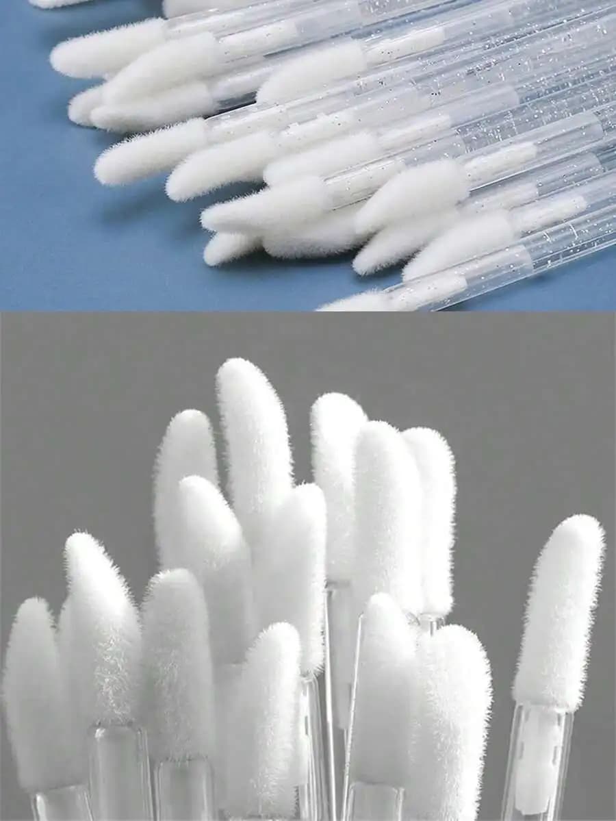 SGIAWETA-500pcs Super Value Pack Wholesale Price White Disposable Lip Brush Eyelashes Brush Portable Lipstick Brush Transparent Stem Velvet Lip Gloss Brush Eyebrow Brush Cleaning Stick Individually Packed,Travel,Travel Essential,Valentine's Day,Cheap,Trav
