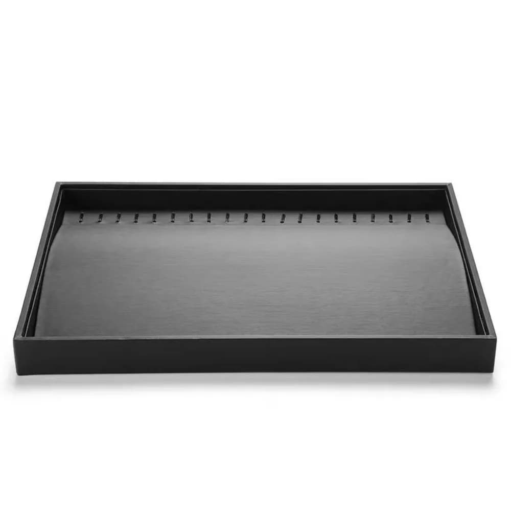 Stackable Jewelry Display Tray Black Flat Bottom Bracelets Storage Organizer Wear-resistant Anti-slip PU Leather Jewelry Pallet