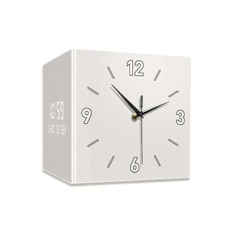 Orologio da angolo per soggiorno, orologio elettronico con calendario perpetuo, orologio da parete angolare creativo moderno e semplice a doppia faccia