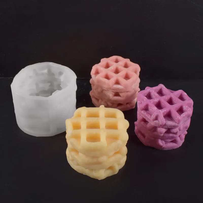Stampo Stampo per candele per waffle Stampi per waffle a tre strati Torta per biscotti Pane Pasta da gioco Gesso Ornamento decorativo Stampo in silicone irregolare