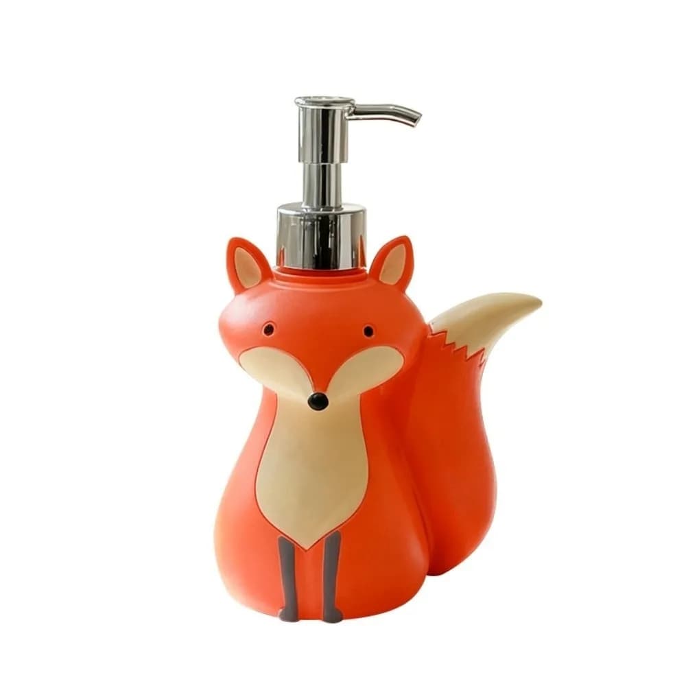 Dispenser di Sapone a Forma di Volpe, Bottiglia con Design Animale, Flacone a Pressione per Igienizzante Mani, Collezione Ricaricabile