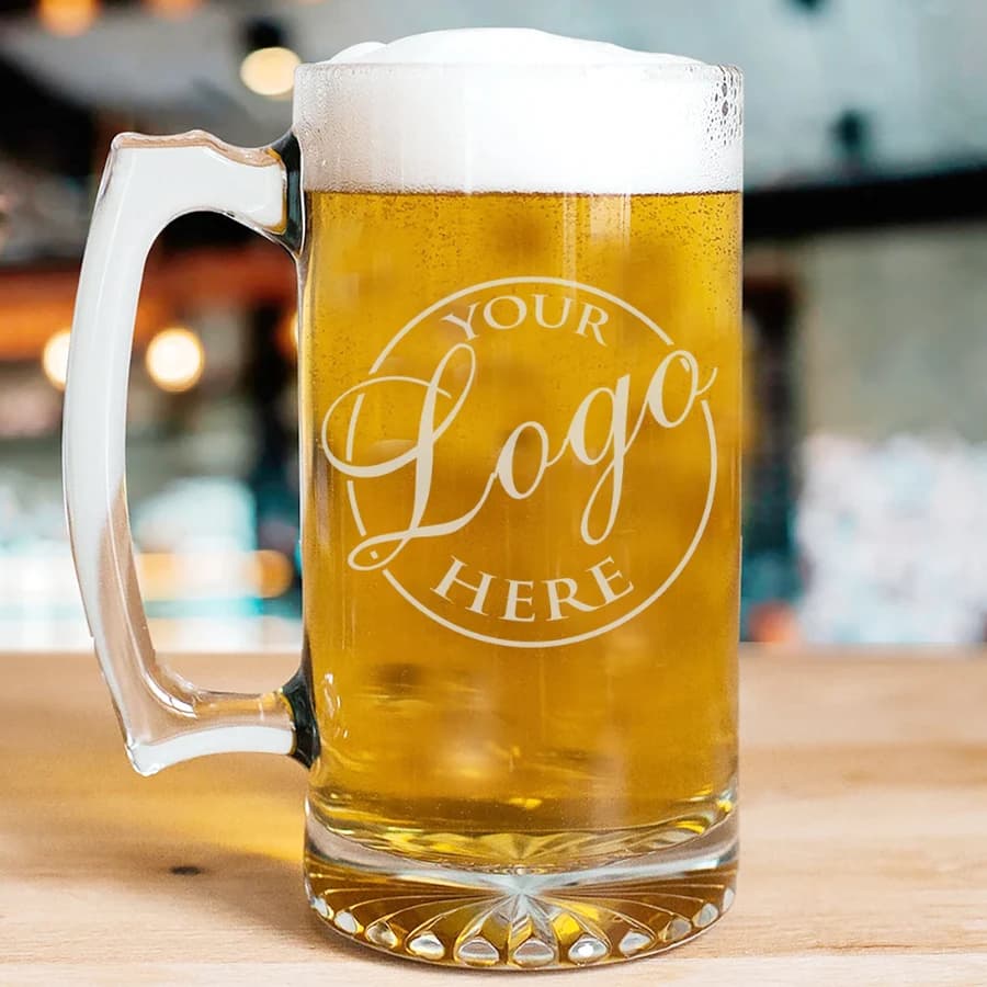500 ml custom beer bottle with laser engraving Custom beer glasses with handle for corporate gift, brother, father, lover, husband