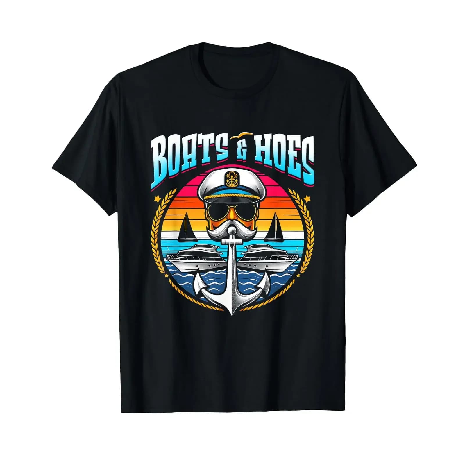 Boats and Hoes Boat Lover Boating Anchor Cruising Captain T Shirt vintage Washed designer clothes Breathable Stretched Unisex