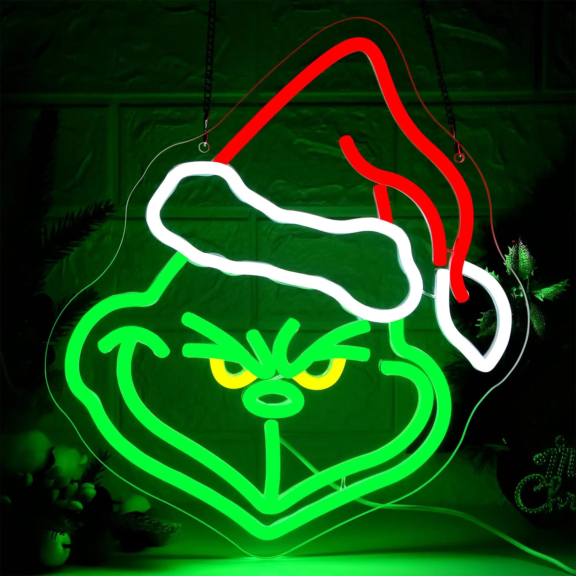 Insegna al neon natalizia Interruttore dimmerabile USB Insegna luminosa Decorazione da parete per camera da letto Bar natalizio Decorazioni per feste di Natale
