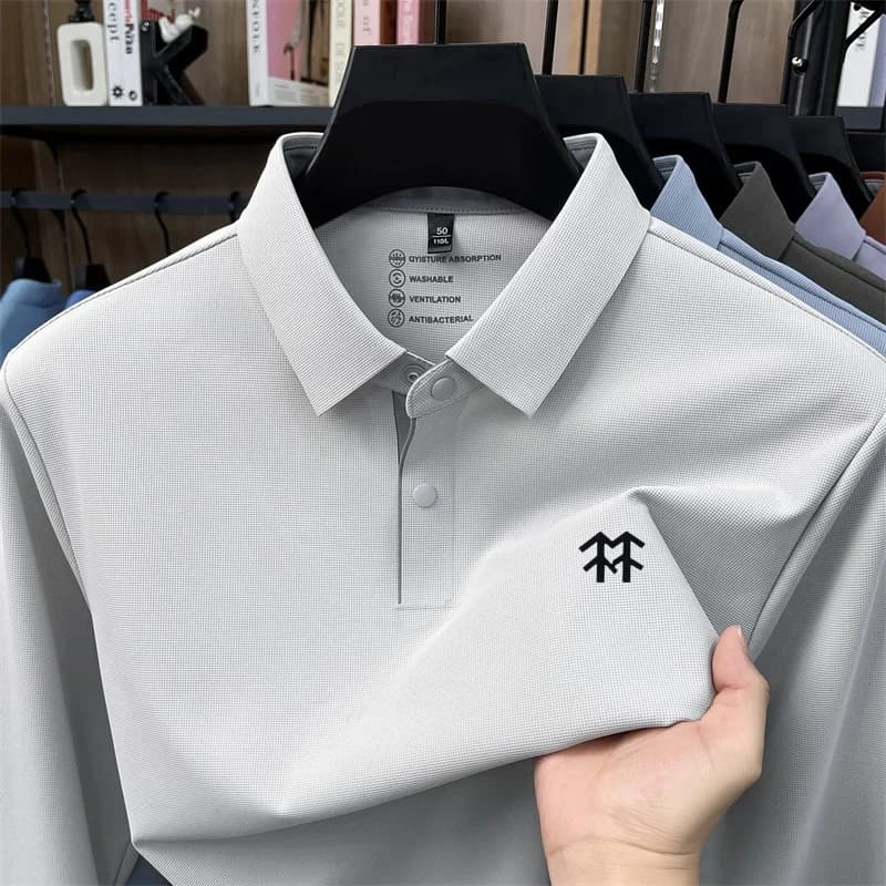 Designer Brand Men's Original Printed Polo Shirt Autumn New Solid Color Long Sleeve Lapel T-Shirt Trend Versatile Men's Clothing