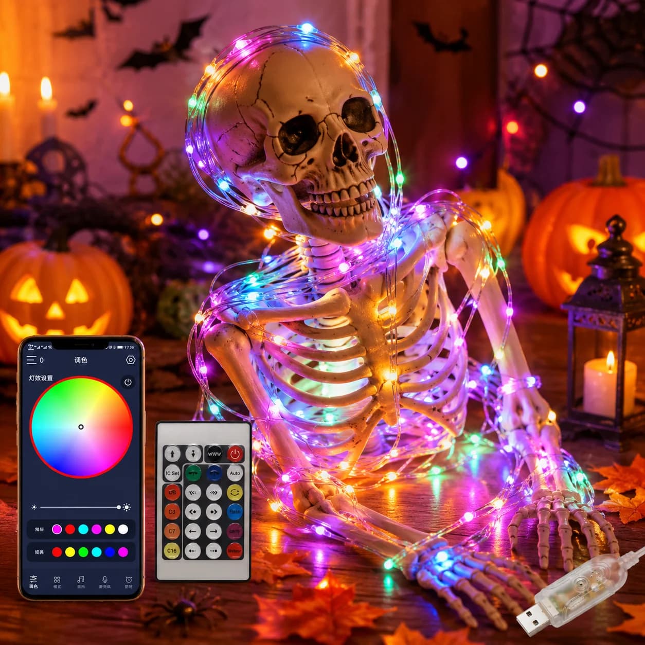 USB RGBIC LED Fairy Lights Bluetooth Music APP Control Programmable DIY String Light for Christmas Birthday Party Decoration