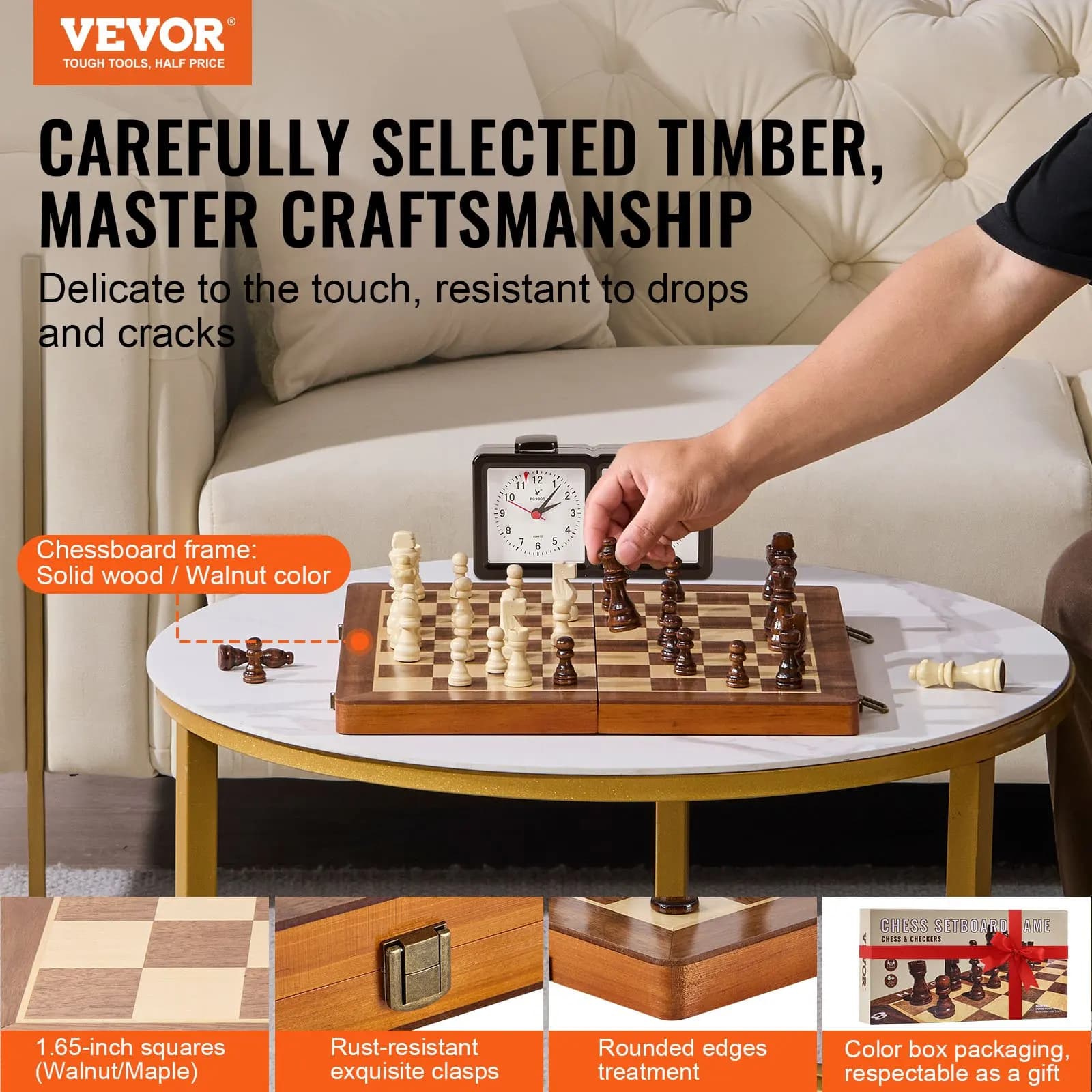 Set di scacchi magnetici in legno, set di giochi di scacchi da 15 pollici 2 in 1, giochi da tavolo per scacchi pieghevoli, scacchi da viaggio portatili da 2 regine