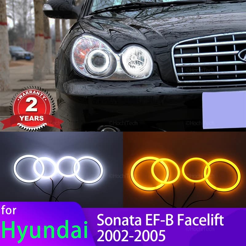 For Hyundai Sonata EF-B Facelift 2002-2005 Auto Faro Retrofit Switchback Light Rings Cotton DRL LED Angel Eyes Kit