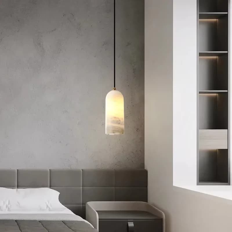 Lampadario LED in Marmo Naturale Spagnolo Dorato Stile Nordico Moderno per Sala da Pranzo, Camera da Letto, Decorazione d'Interni, Illuminazione Atmosferica Sospesa