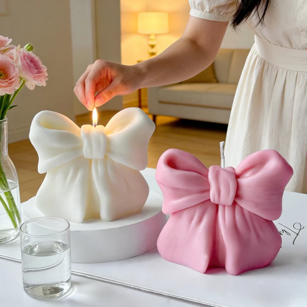 Candele Profumate 3D a Forma di Fiocco, Decorazione per la Casa, Candela Aromaterapica Fai-da-Te, Regalo Romantico per Matrimoni e San Valentino