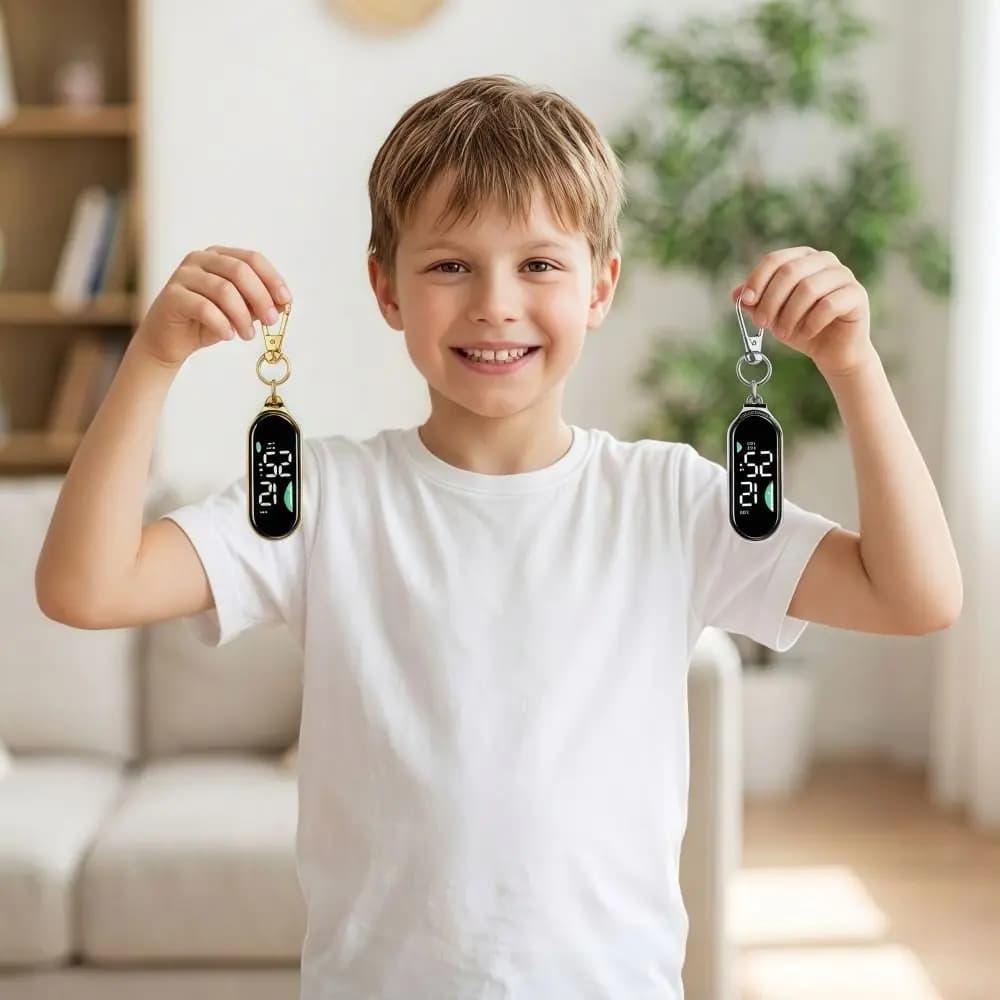 Orologio Elettronico LED da Polso Portatile Impermeabile con Display Digitale e Moschettone Luminoso per Bambini e Adulti
