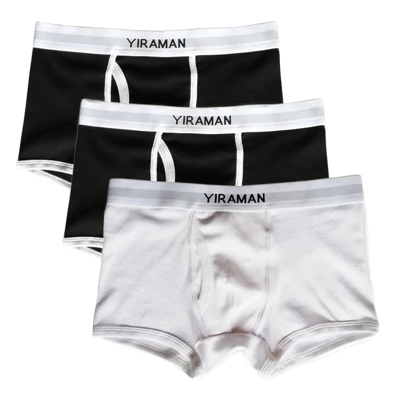 3 Pezzi Boxer da Uomo Sexy con Tasca a U, Slip in Cotone Solido Traspirante, Lingerie Maschile, Mutande da Uomo